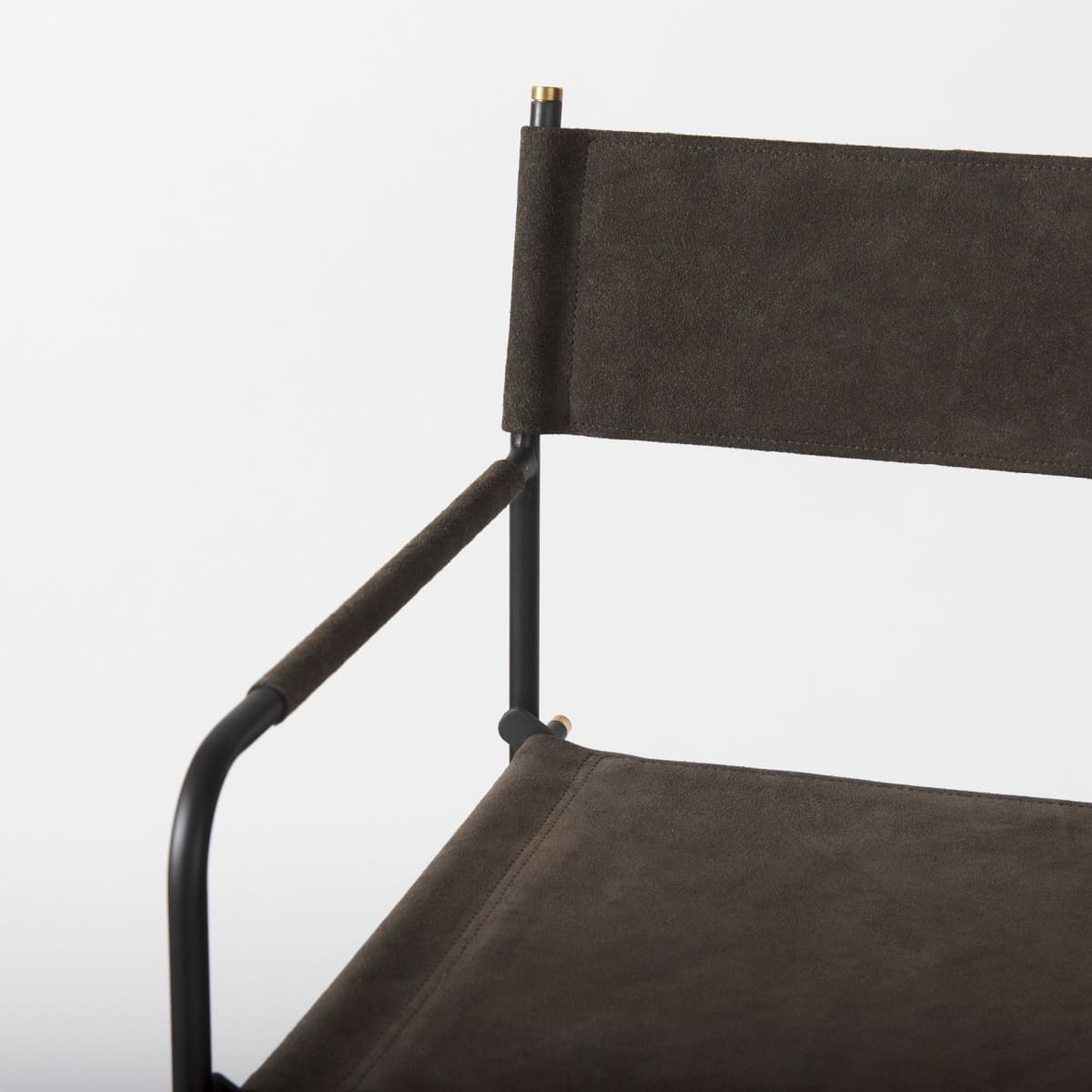 Direttore Upholstered Seat Bar Counter Stool Brown/Gray Suede | Black Metal | Bar - bar-stools