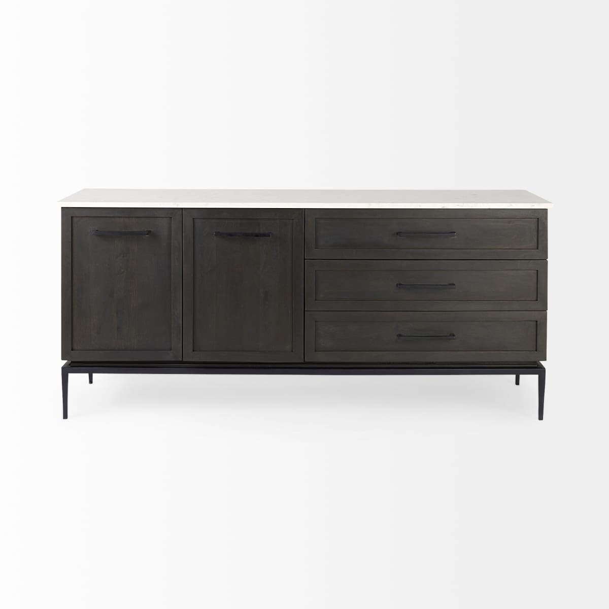 Divina Sideboard White Marble | Dark Brown Wood - sideboards-and-buffets