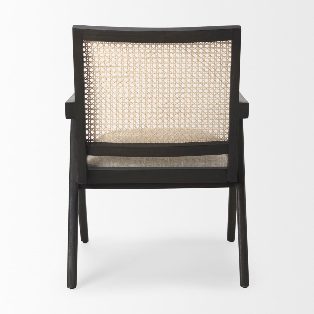 Donna Accent Chair Black Wood | Cane Back | Beige Upholstery - accent-chairs