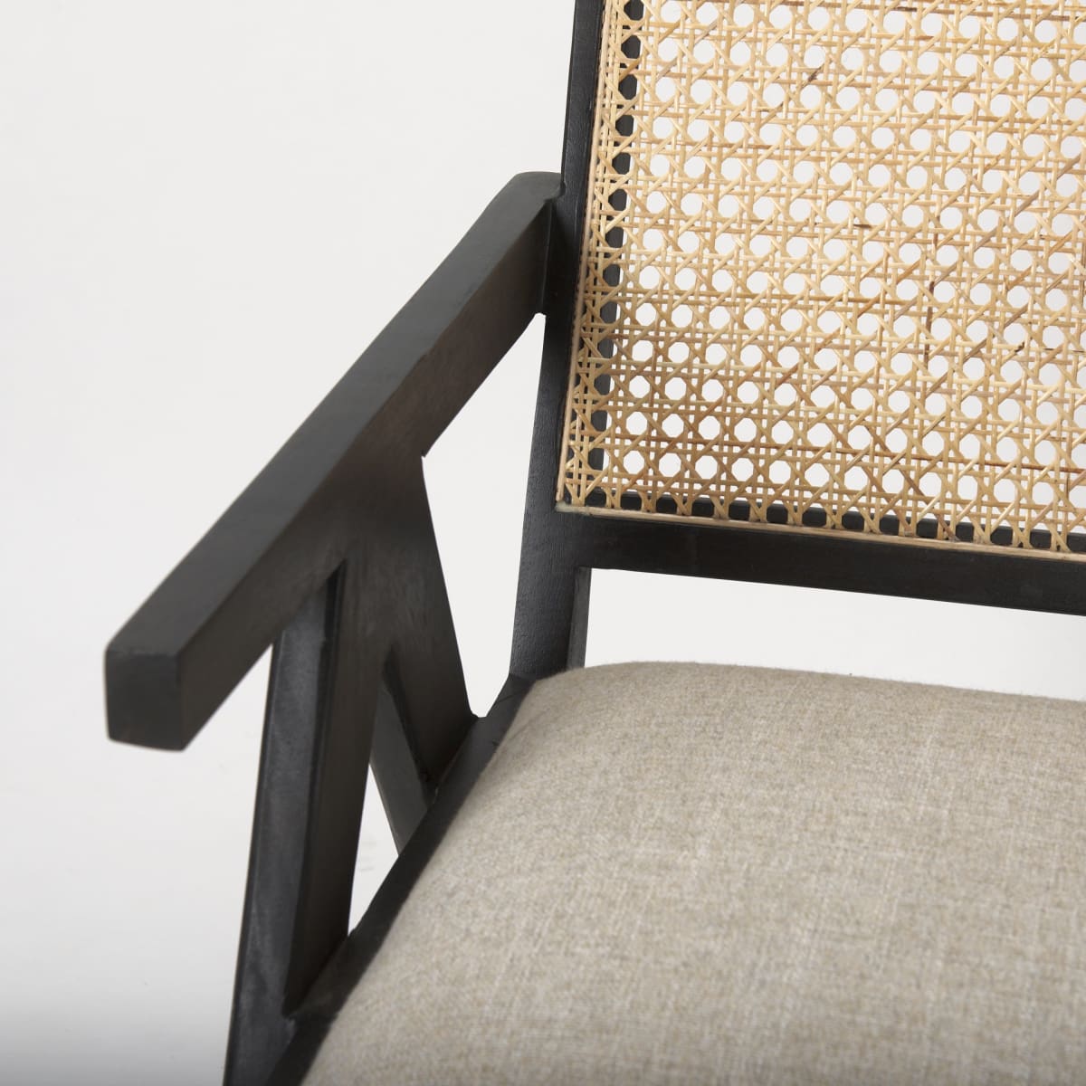 Donna Accent Chair Black Wood | Cane Back | Beige Upholstery - accent-chairs