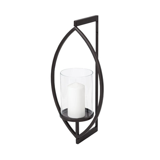 Drax Wall Candle Holder Black Metal | Glass - wall-candle-holders