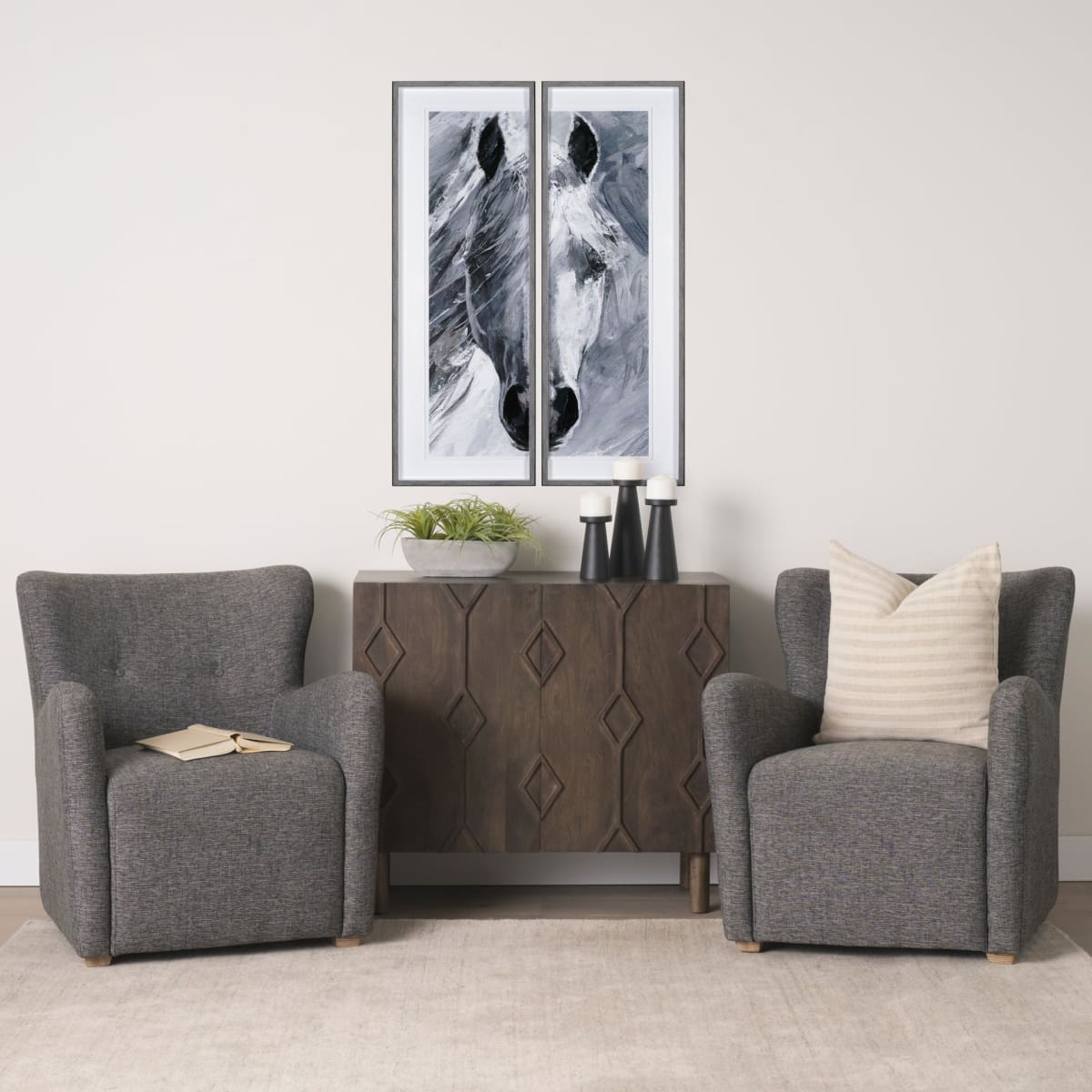 Dunstan Upholstered Accent Chair Charcoal Fabric - accent-chairs