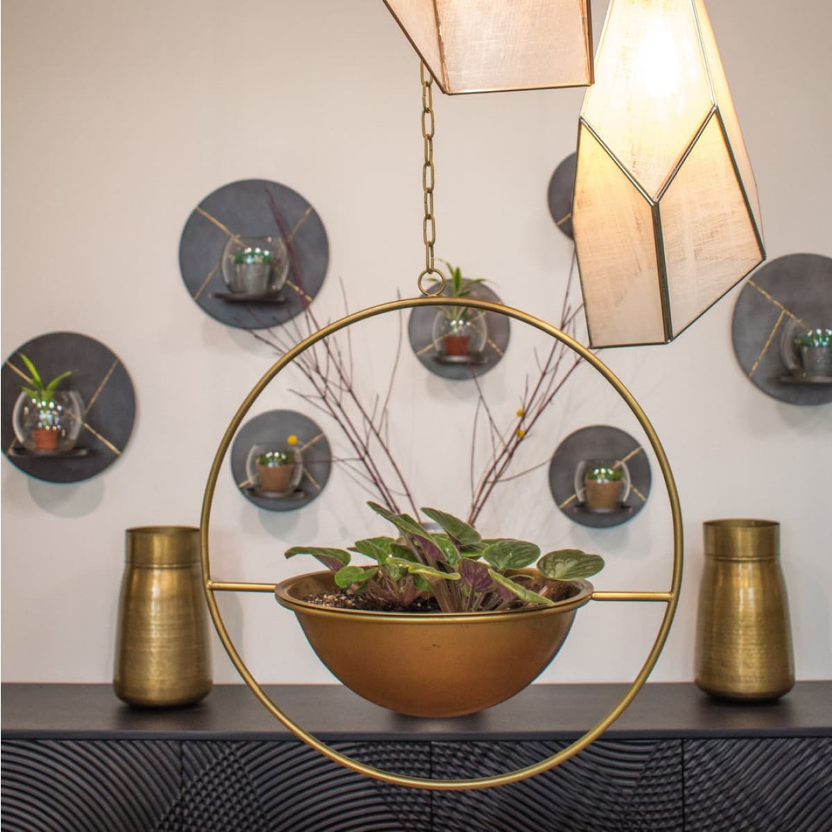 Earth Wind & Fire Hanging Pots (Set Of 2) - lh-import-vases