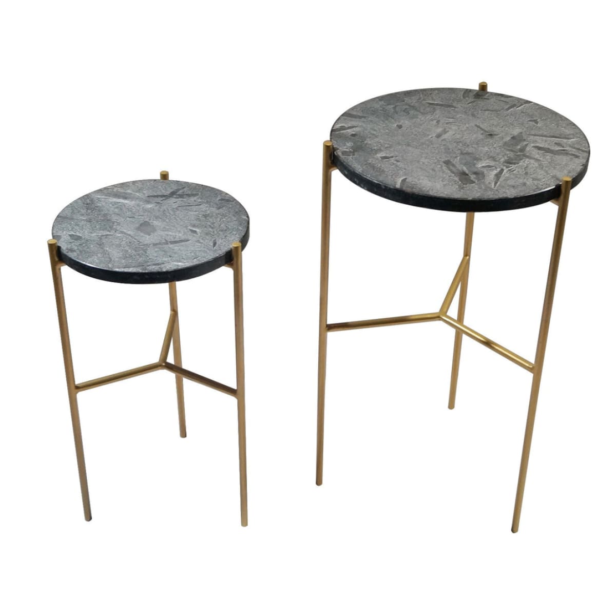 Earth Wind & Fire Valencia Marble Side Table Set Of 2 - lh-import-side-tables