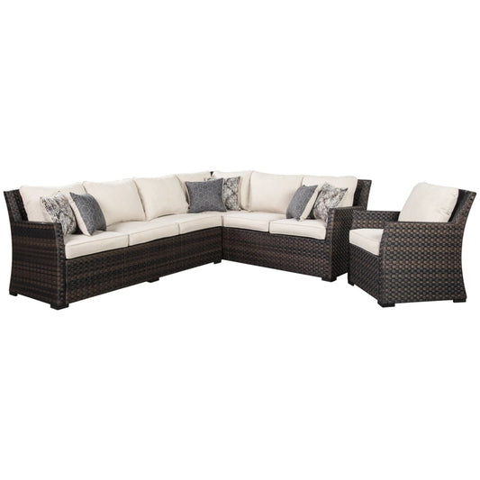 Easy Isle 3-Piece Sofa Sectional/Chair - 104 W x 80.5 D x 33.75 H - Outdoor Sofa