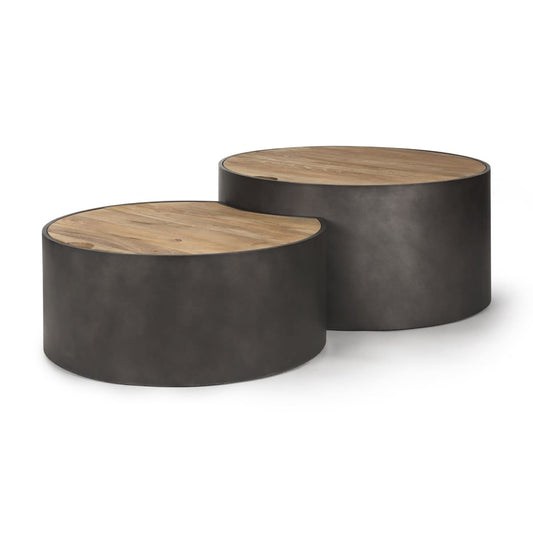 Eclipse Coffee Table Gunmetal Gray | Brown Wood - coffee-tables