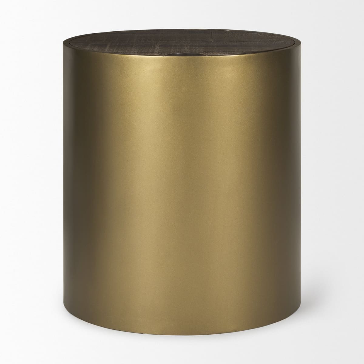 Eclipse End Side Table Antique Brass Metal | Brown Wood - end-and-side-tables
