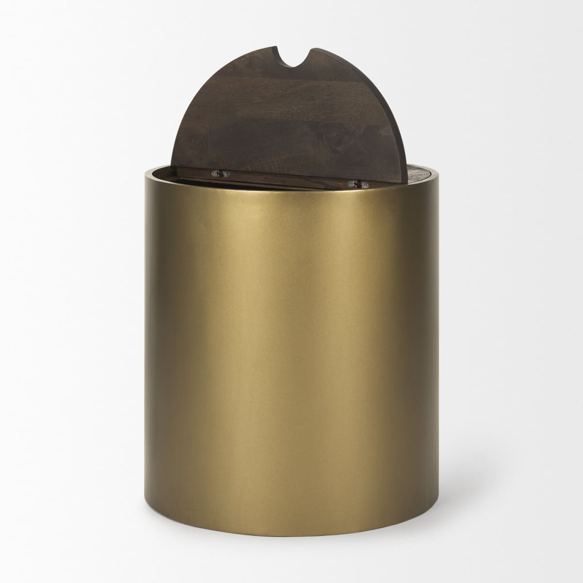 Eclipse End Side Table Antique Brass Metal | Brown Wood - end-and-side-tables