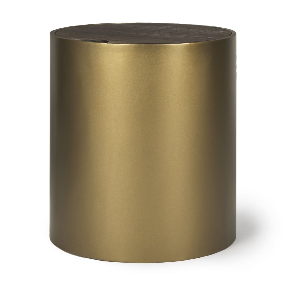 Eclipse End Side Table Antique Brass Metal | Brown Wood - end-and-side-tables