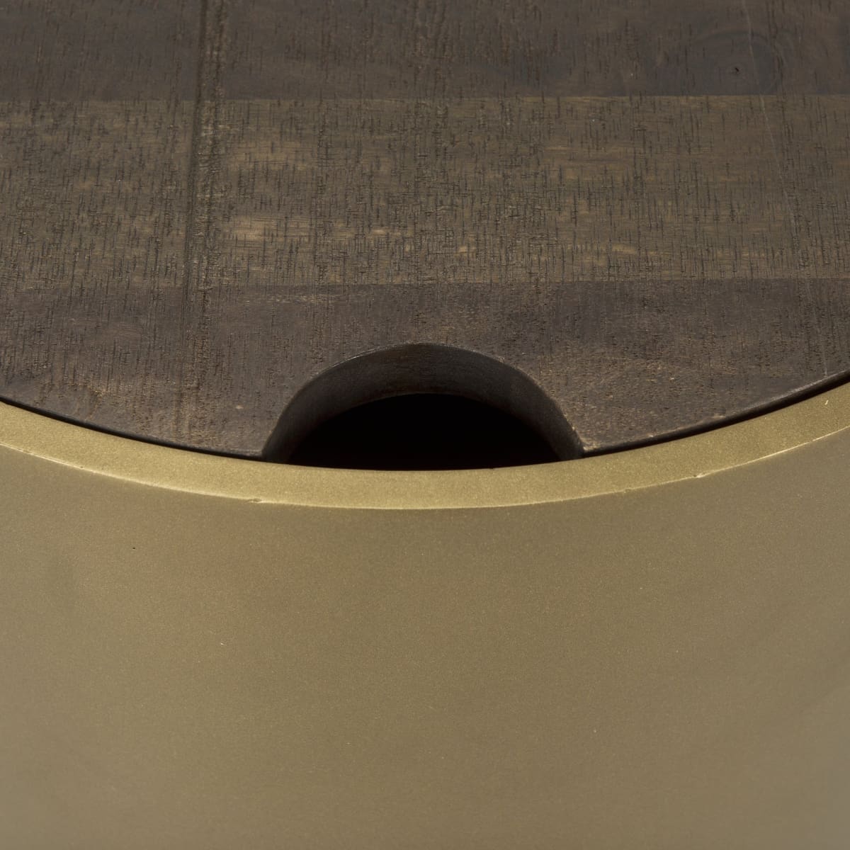 Eclipse End Side Table Antique Brass Metal | Brown Wood - end-and-side-tables