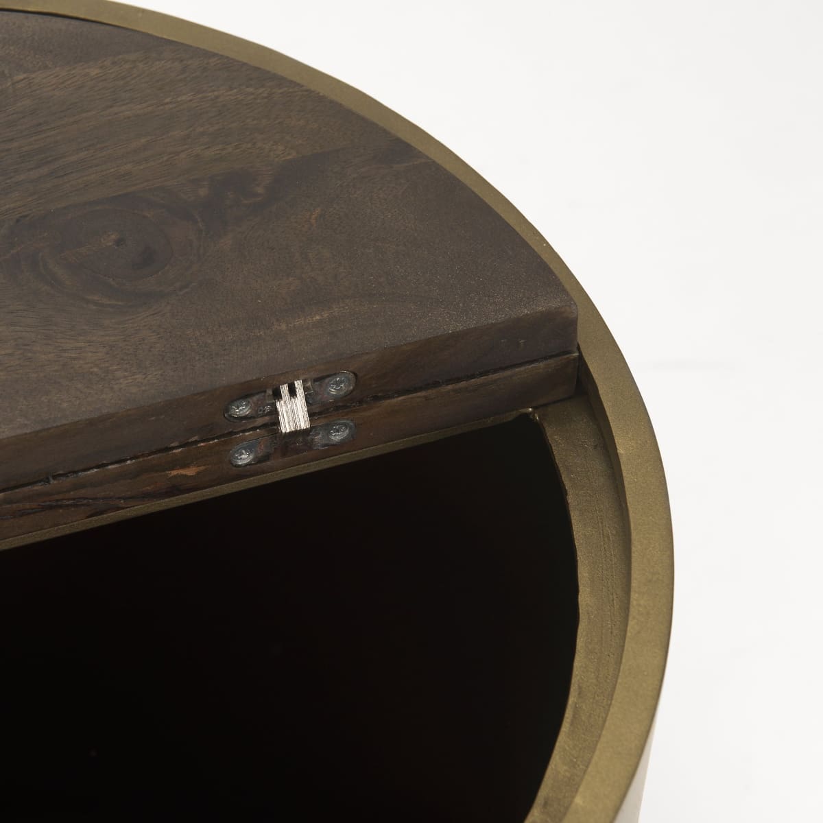 Eclipse End Side Table Antique Brass Metal | Brown Wood - end-and-side-tables