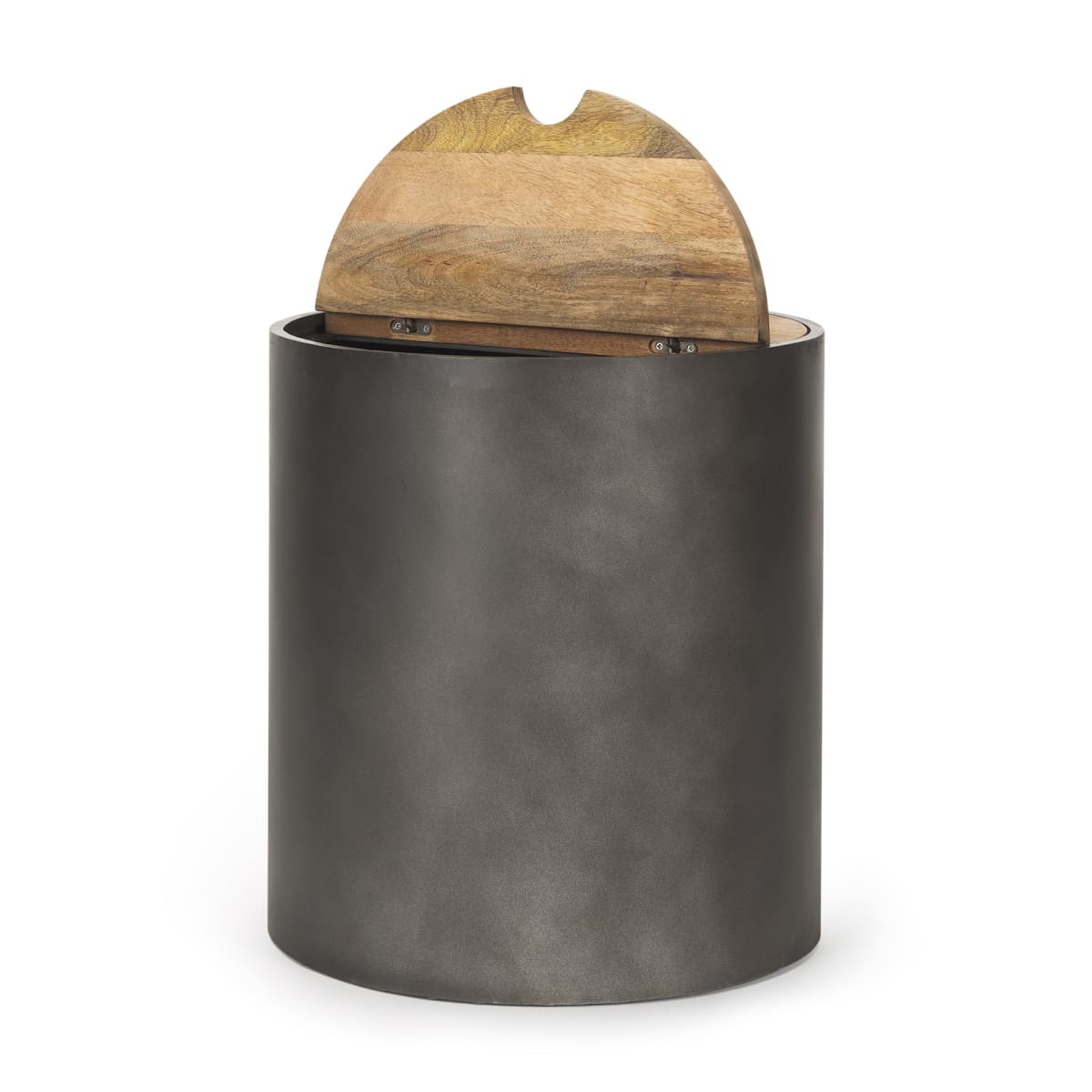Eclipse End Side Table Gunmetal Gray | Brown Wood - end-and-side-tables
