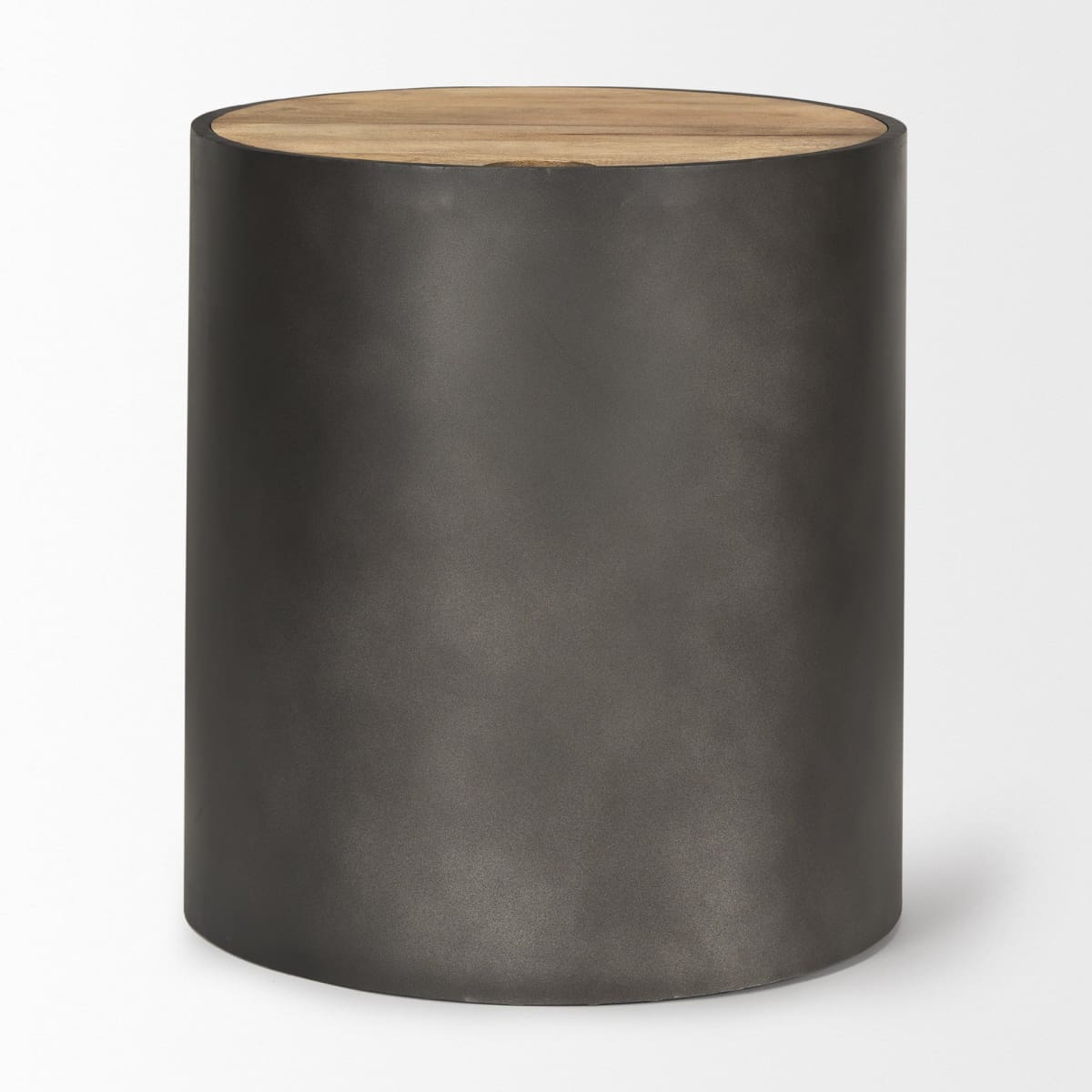 Eclipse End Side Table Gunmetal Gray | Brown Wood - end-and-side-tables