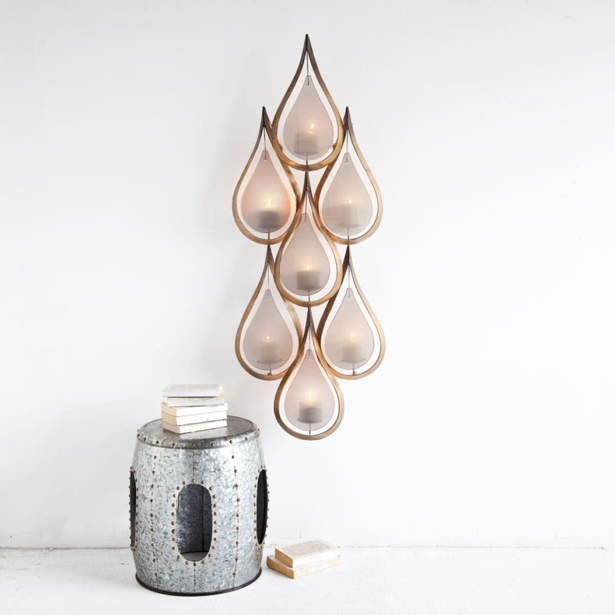 Edidon Wall Candle Holder Gold Metal | Frosted Glass - wall-candle-holders