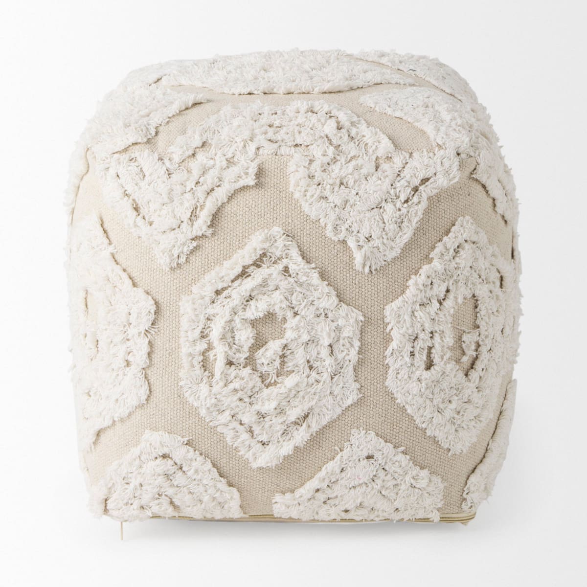 Ekanta Pouf Cream/Beige Cotton - poufs