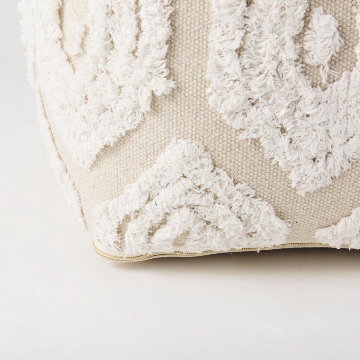 Ekanta Pouf Cream/Beige Cotton - poufs