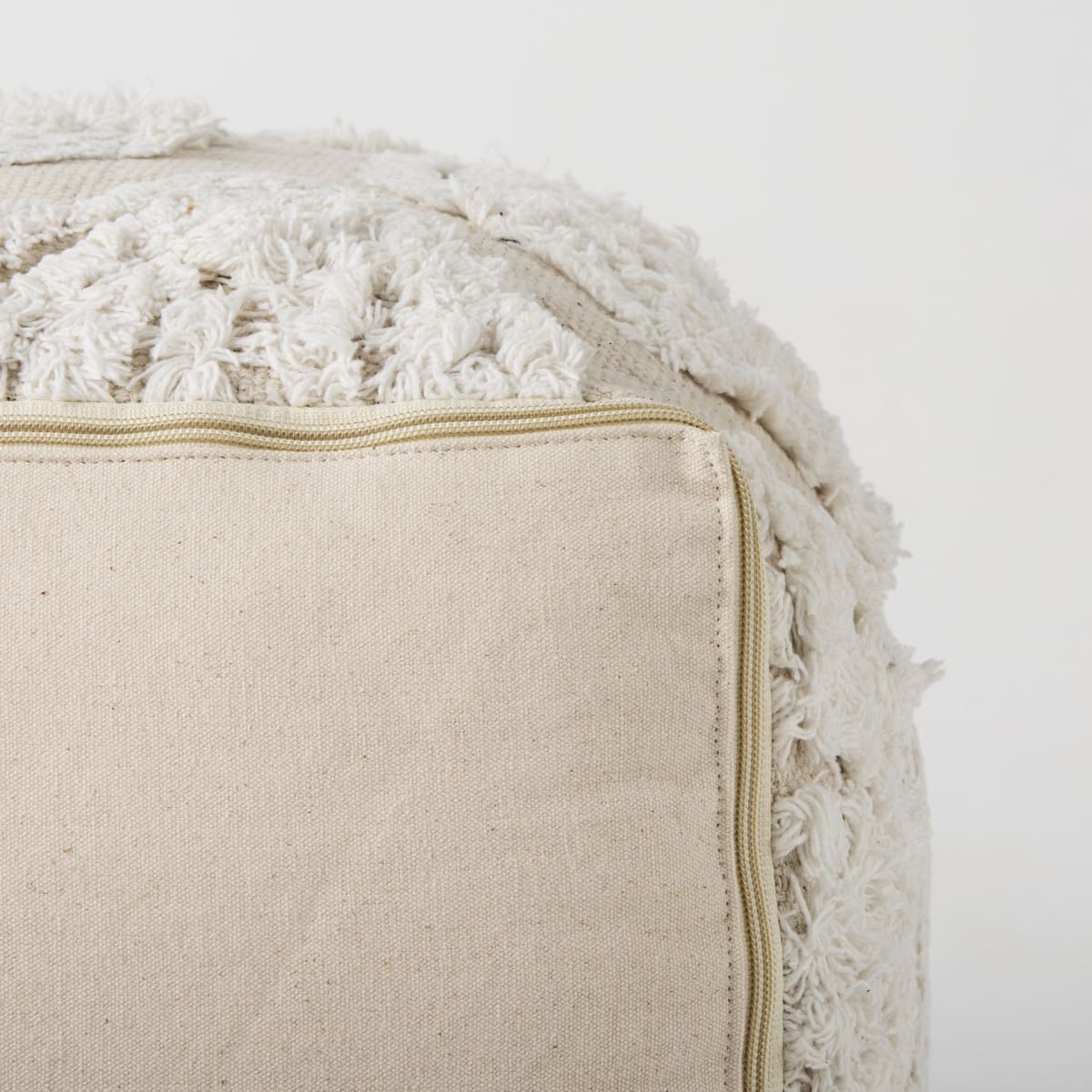 Ekanta Pouf Cream/Beige Cotton - poufs