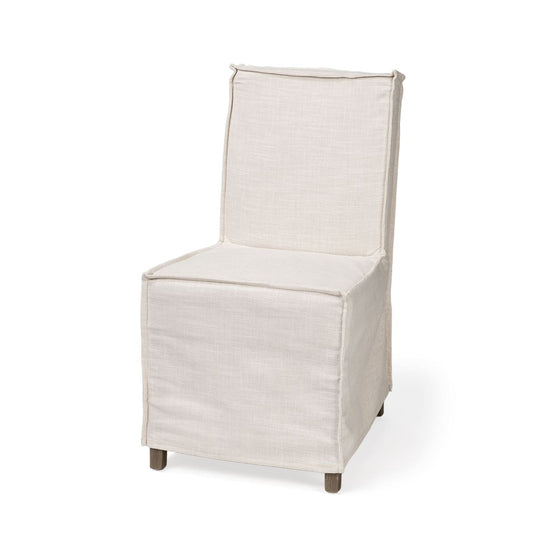 Elbert Dining Chair Cream Fabric | Brown Wood - dining-chairs