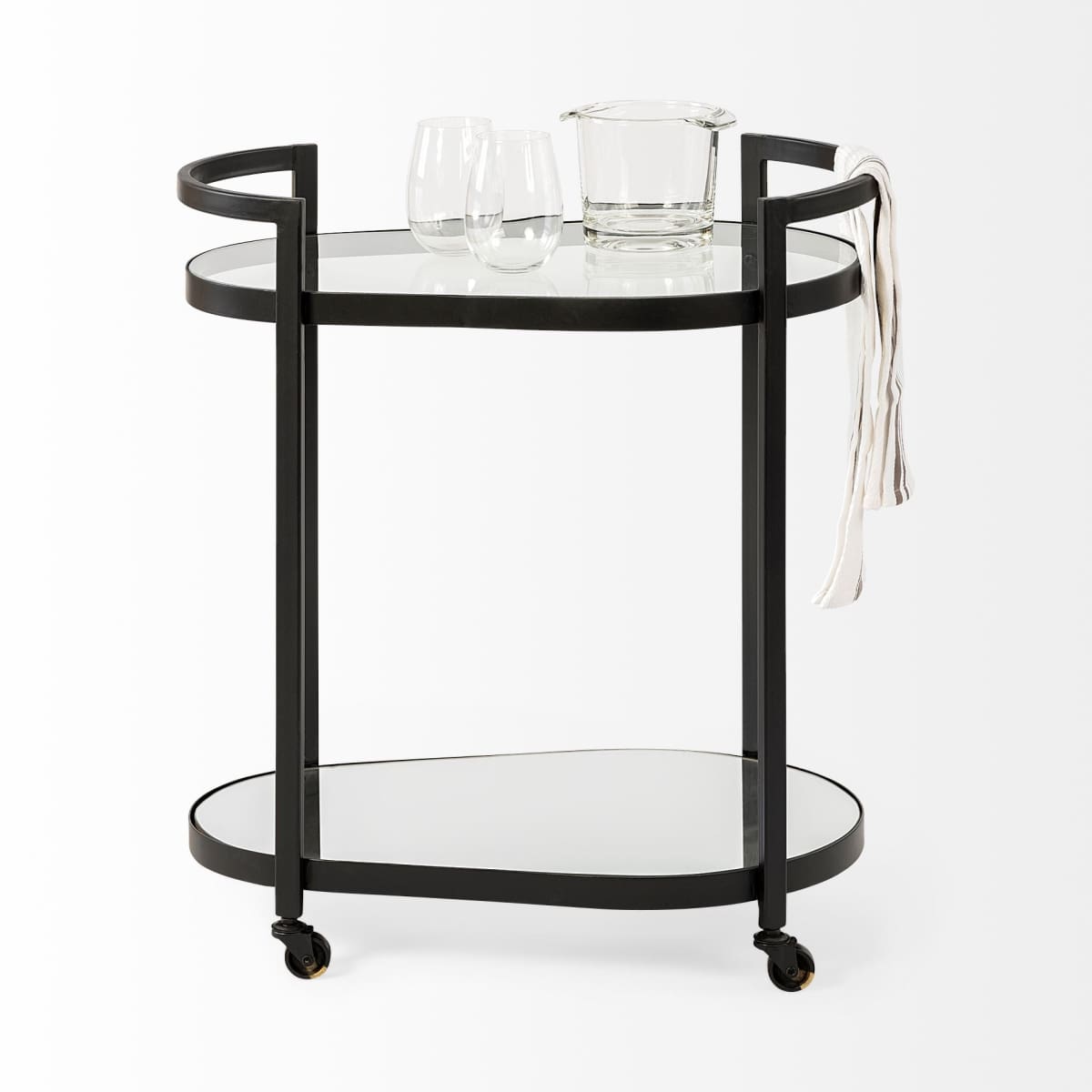 Eleonore Bar Cart Black Metal | Glass - bar-carts