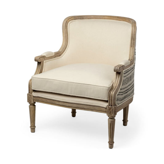 Elizabeth Accent Chair Cream Fabric | Brown Wood - accent-chairs