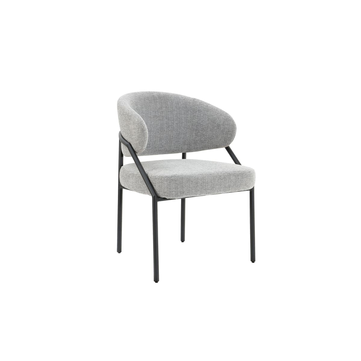 Ella Dining Chair | Black Metal & Grey Fabric - dining-chairs