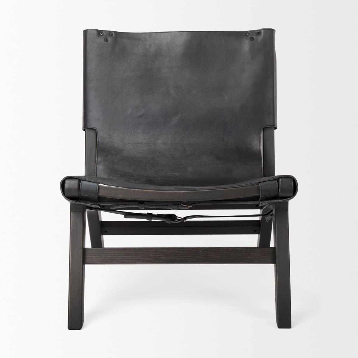 Elodie Accent Chair Black Leather | Black Stain Wood - accent-chairs