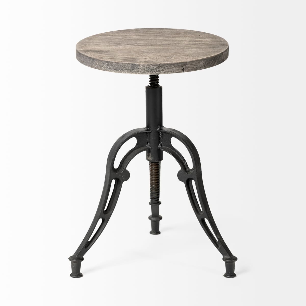Emslie Wood Seat Bar Counter Stool Brown Wood | Black Metal - bar-stools