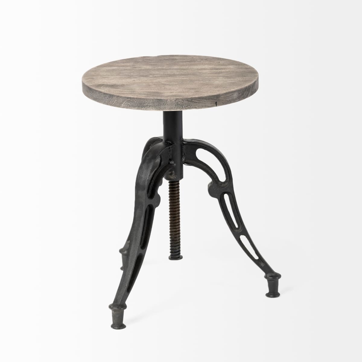 Emslie Wood Seat Bar Counter Stool Brown Wood | Black Metal - bar-stools