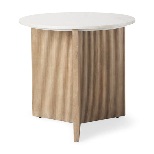 Enzo Accent Table Marble | Light Brown Wood - accent-tables