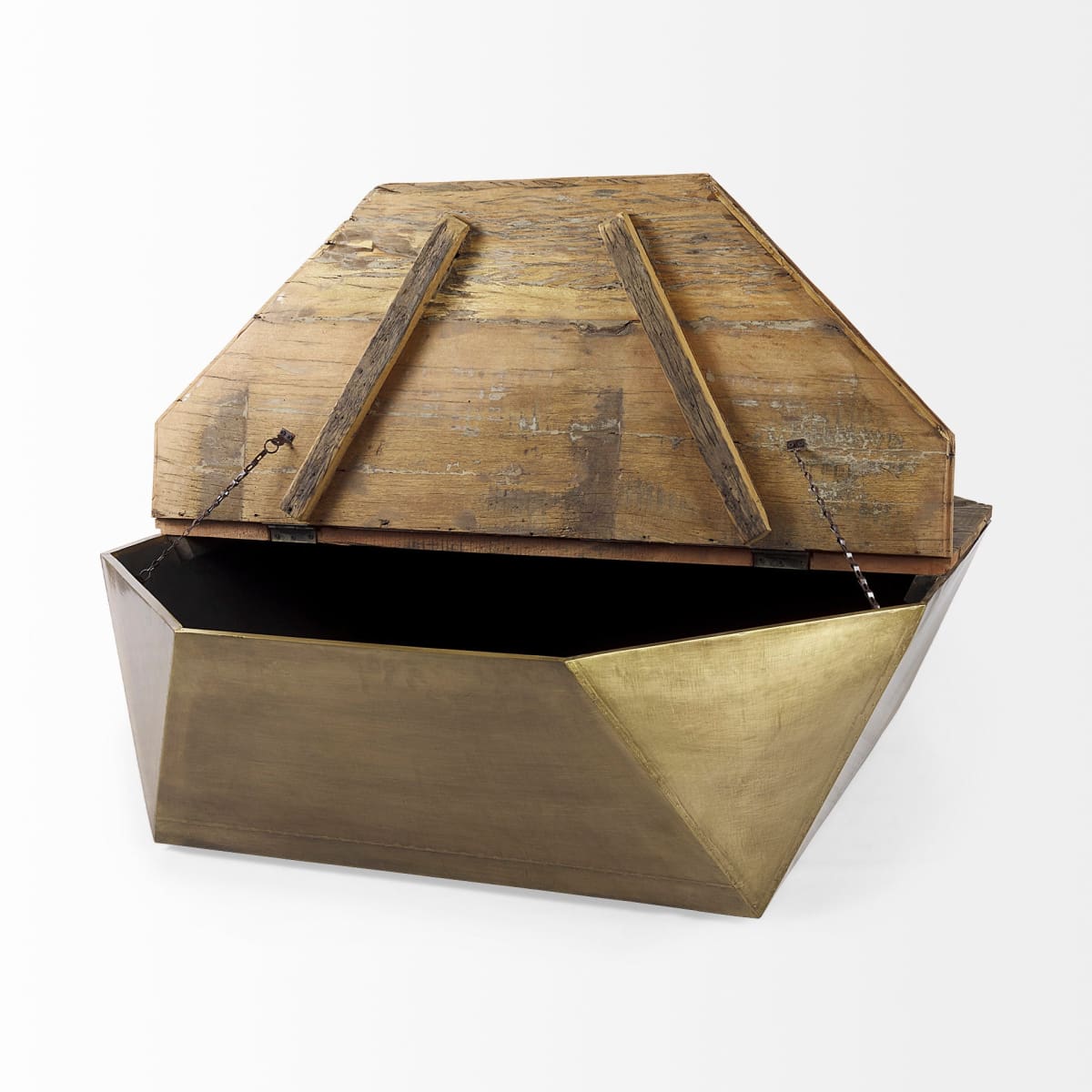 Esagono Coffee Table Brown Wood | Brass Metal - coffee-tables