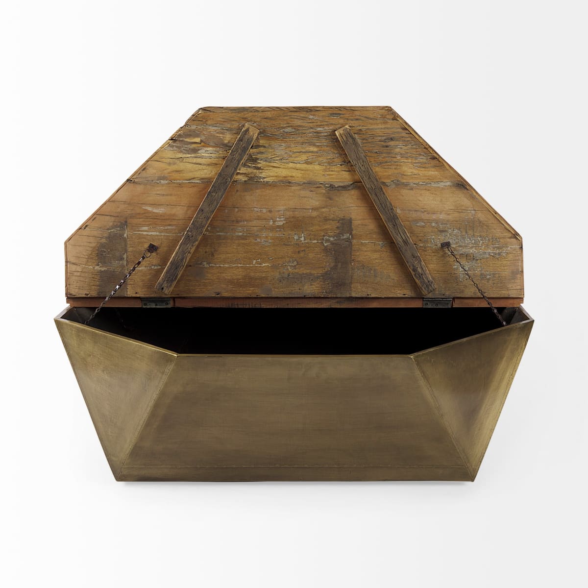 Esagono Coffee Table Brown Wood | Brass Metal - coffee-tables