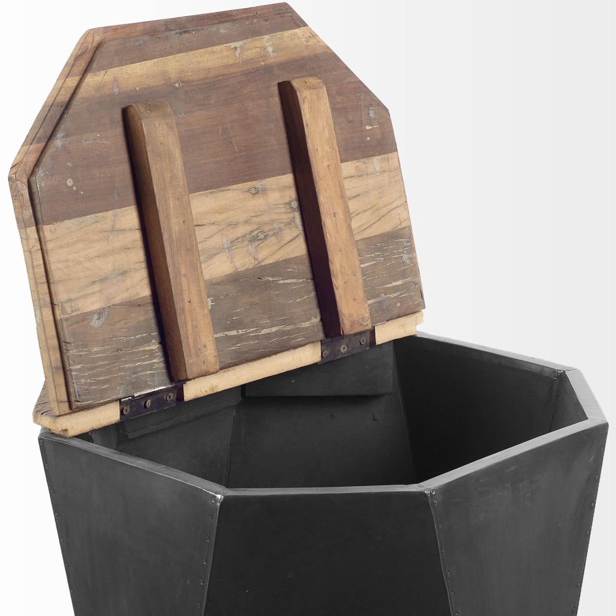 Esagono End Side Table Natural Wood | Black Metal - end-and-side-tables