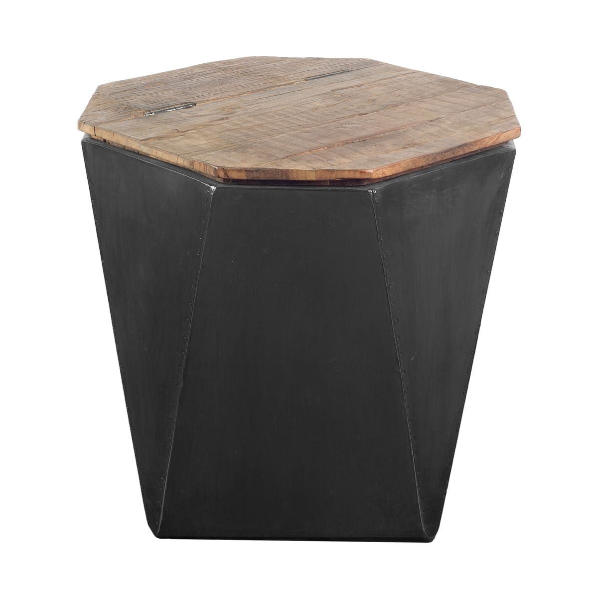 Esagono End Side Table Natural Wood | Black Metal - end-and-side-tables