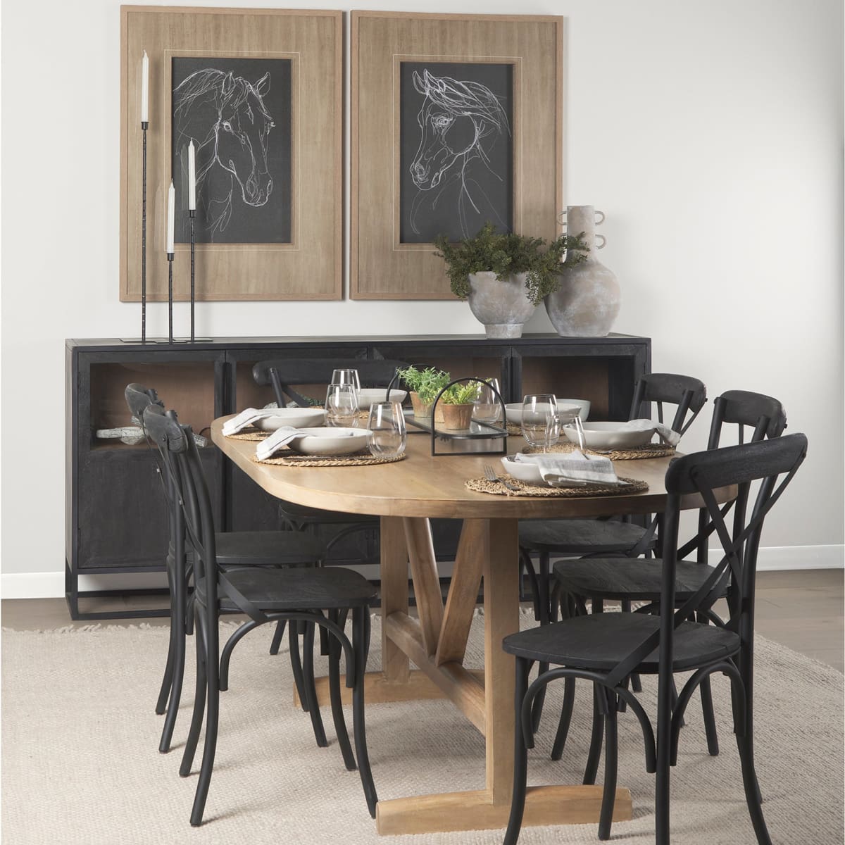 Furniture Barn Etienne Dining Chair Black Wood Black Metal