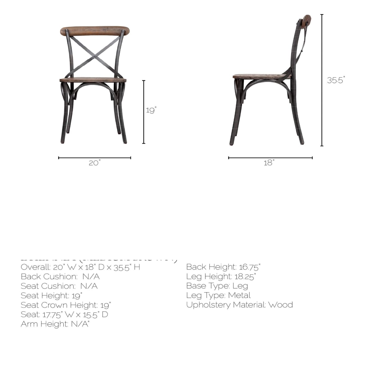 Etienne Dining Chair Brown Wood | Black Metal - dining-chairs