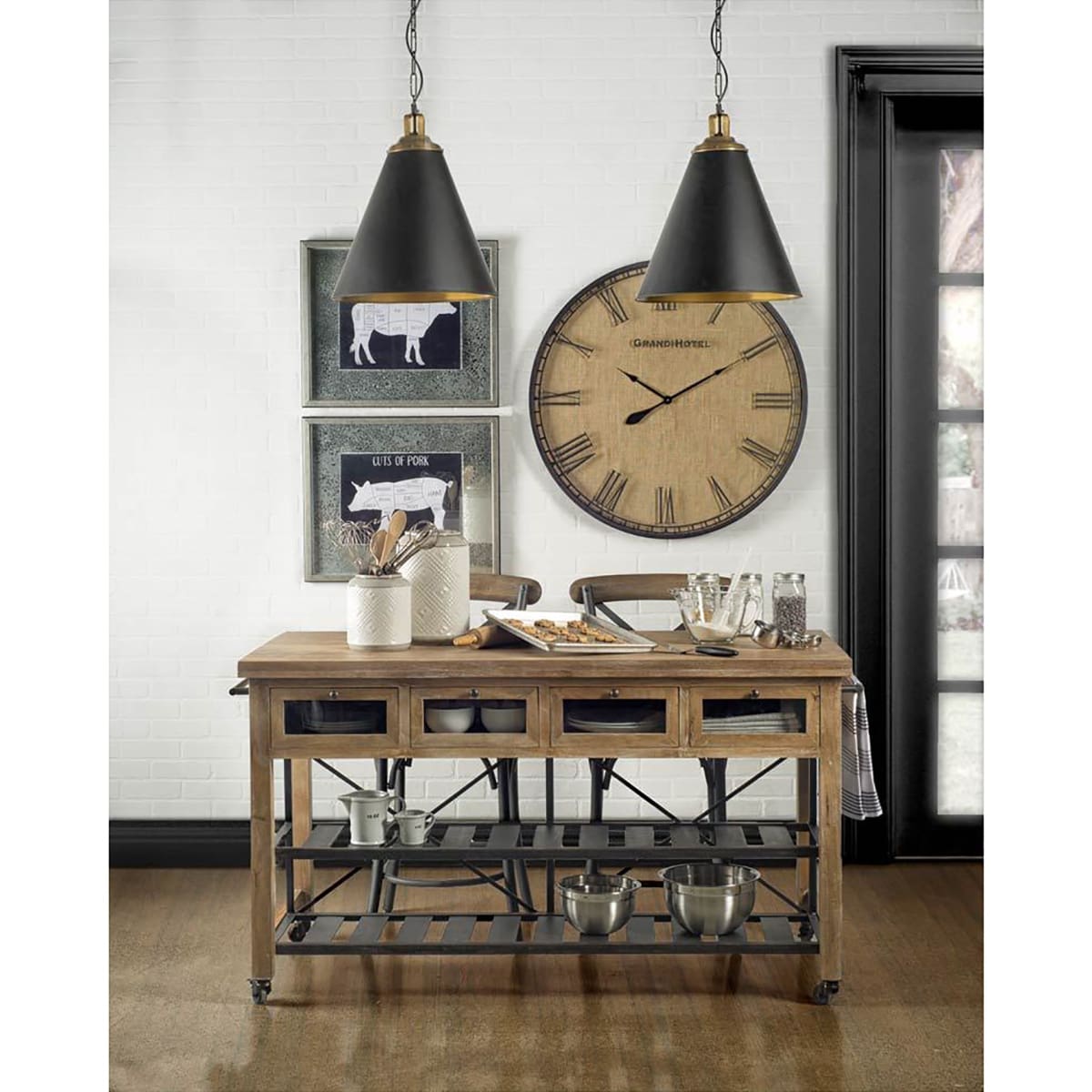 Etienne Wood Seat Bar Counter Stool Brown Wood | Black Metal | Counter - bar-stools