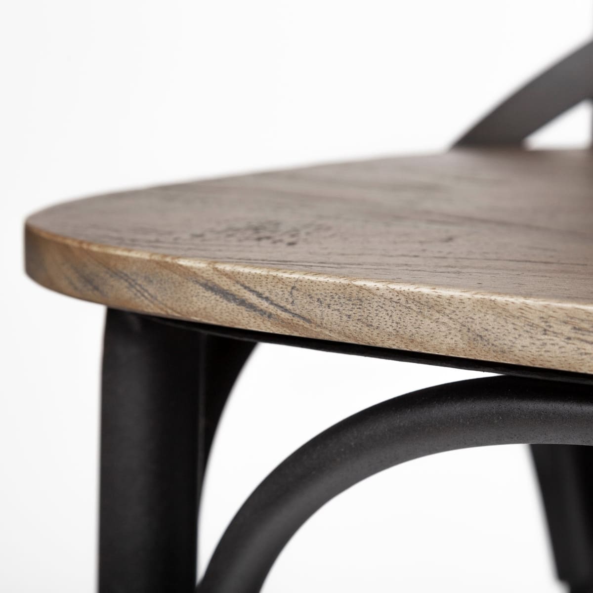 Etienne Wood Seat Bar Counter Stool Brown Wood | Black Metal | Counter - bar-stools
