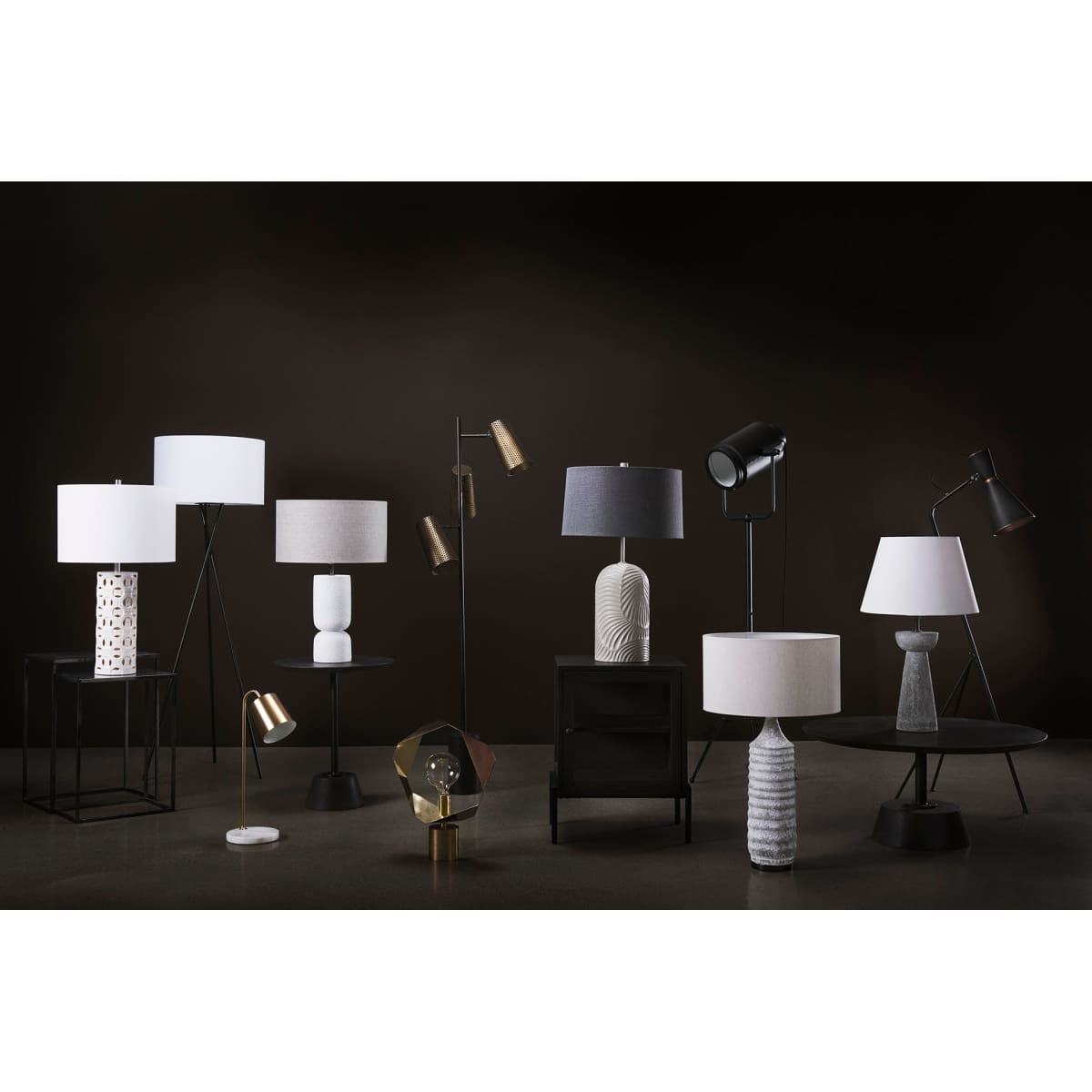 Everly Table Lamp White Cement | White Shade - table-lamps