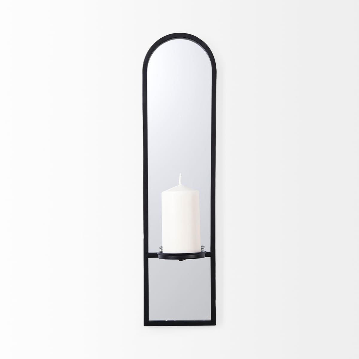 Evianna Wall Candle Holder Black Metal | Mirror - wall-candle-holders