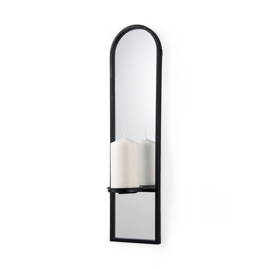 Evianna Wall Candle Holder Black Metal | Mirror - wall-candle-holders