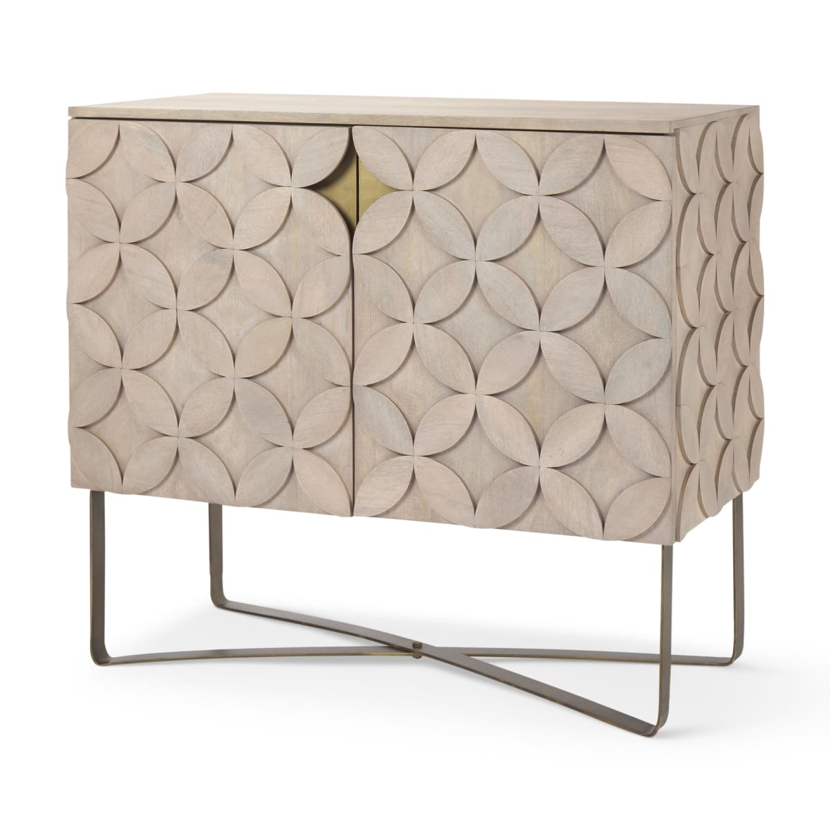 Excelsior Accent Cabinet Light Brown Wood | Gold Metal - acc-chest-cabinets