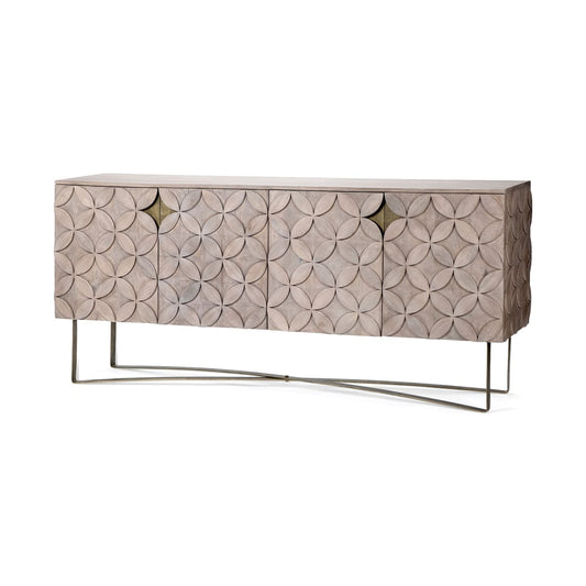 Excelsior Sideboard Brown Wood | Gold Metal - sideboards-and-buffets