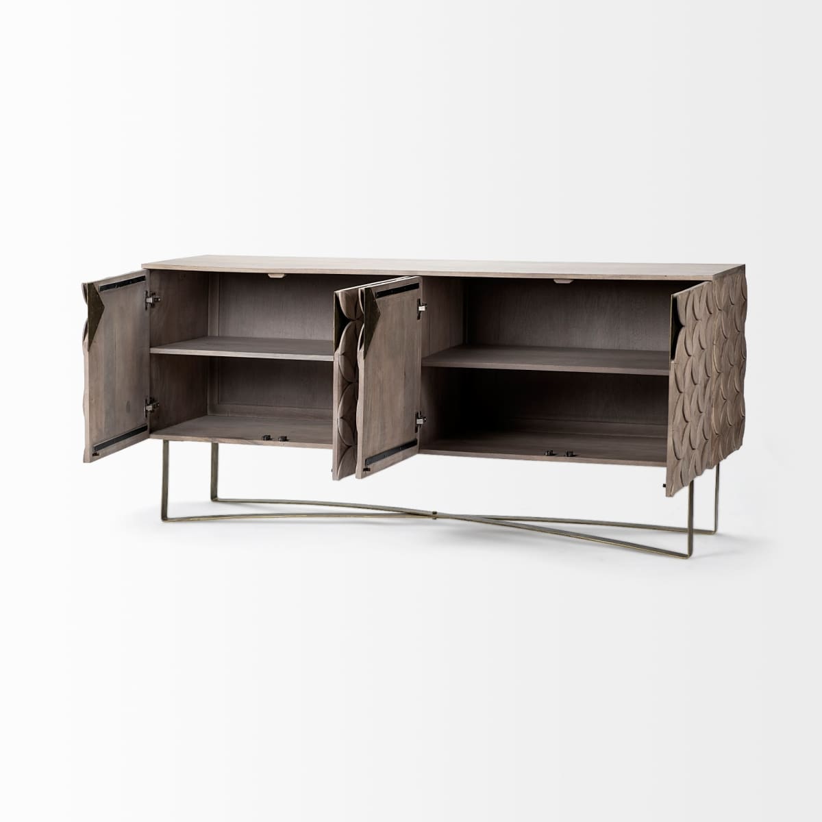 Excelsior Sideboard Brown Wood | Gold Metal - sideboards-and-buffets