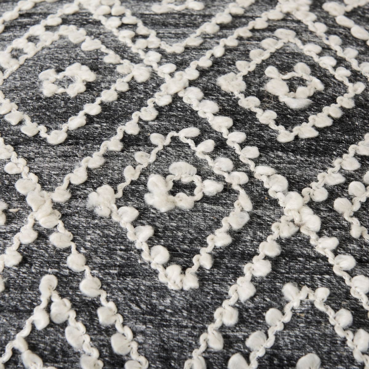 Farida Pouf Dark Gray Wool & Polyester - poufs