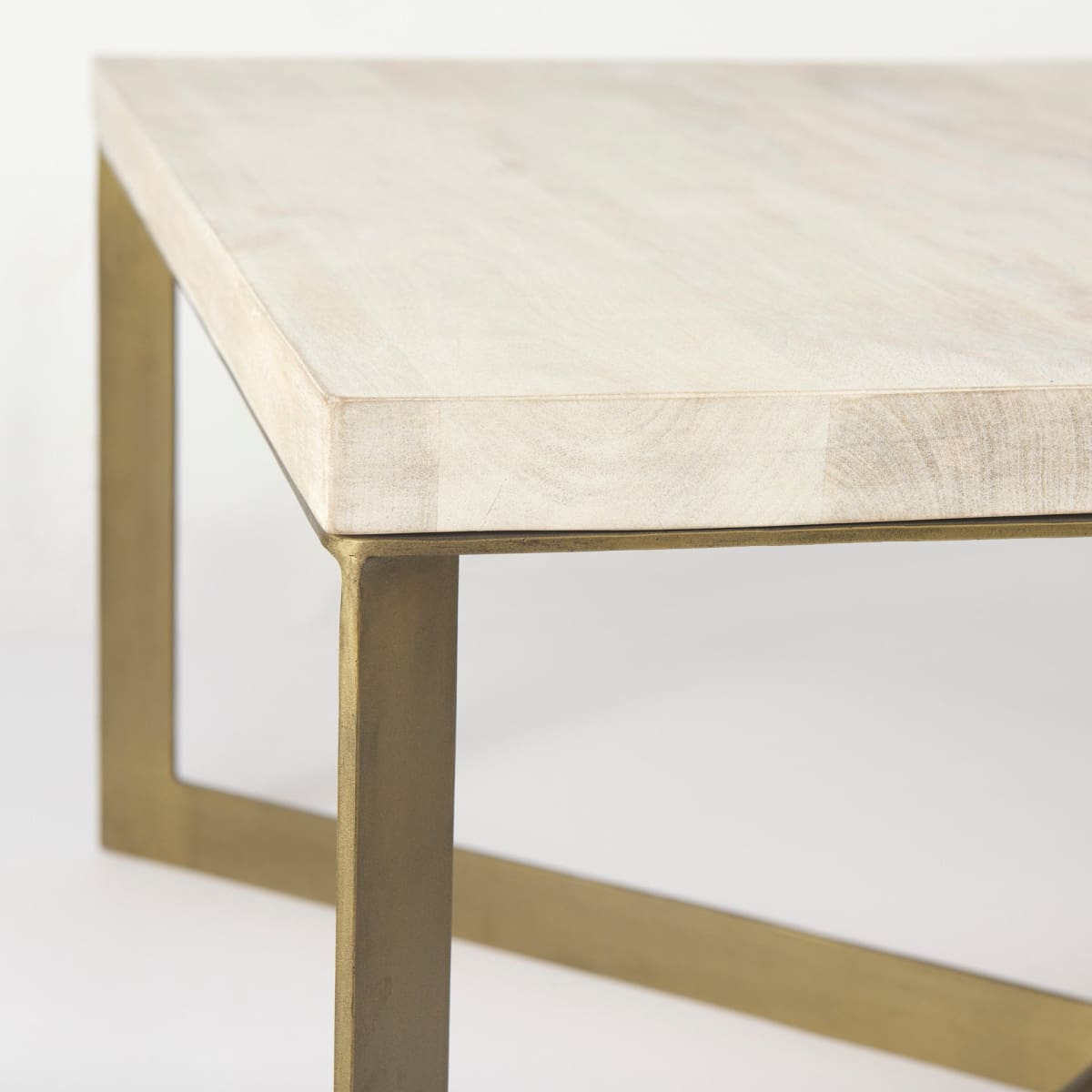 Faye Coffee Table Light Brown Wood | Gold Metal - coffee-tables