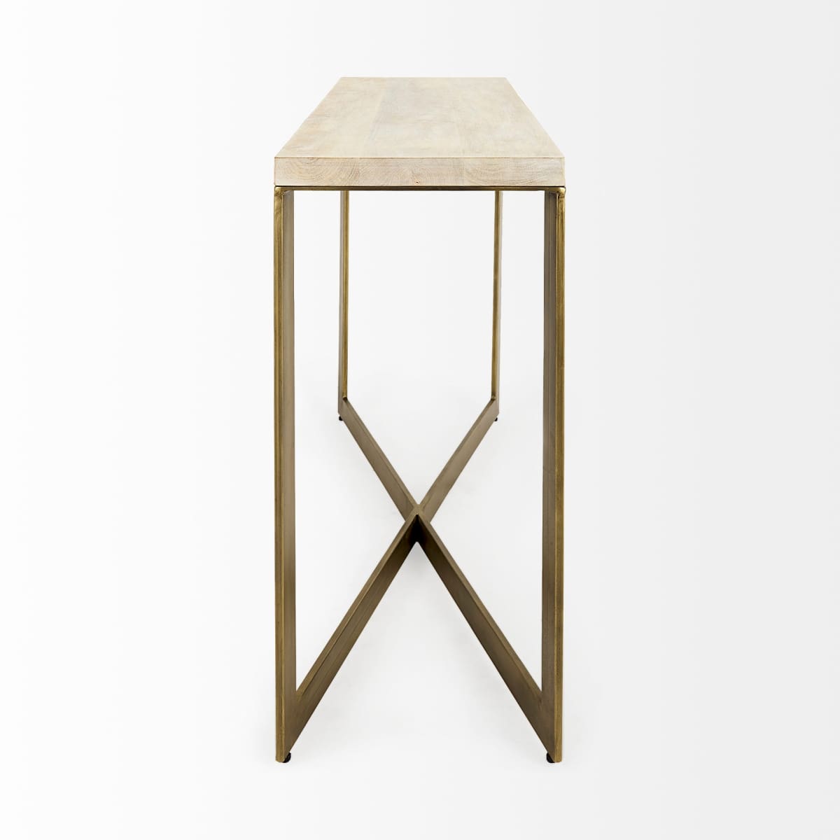 Faye Console Table Beige Wood | Gold Metal - console-tables