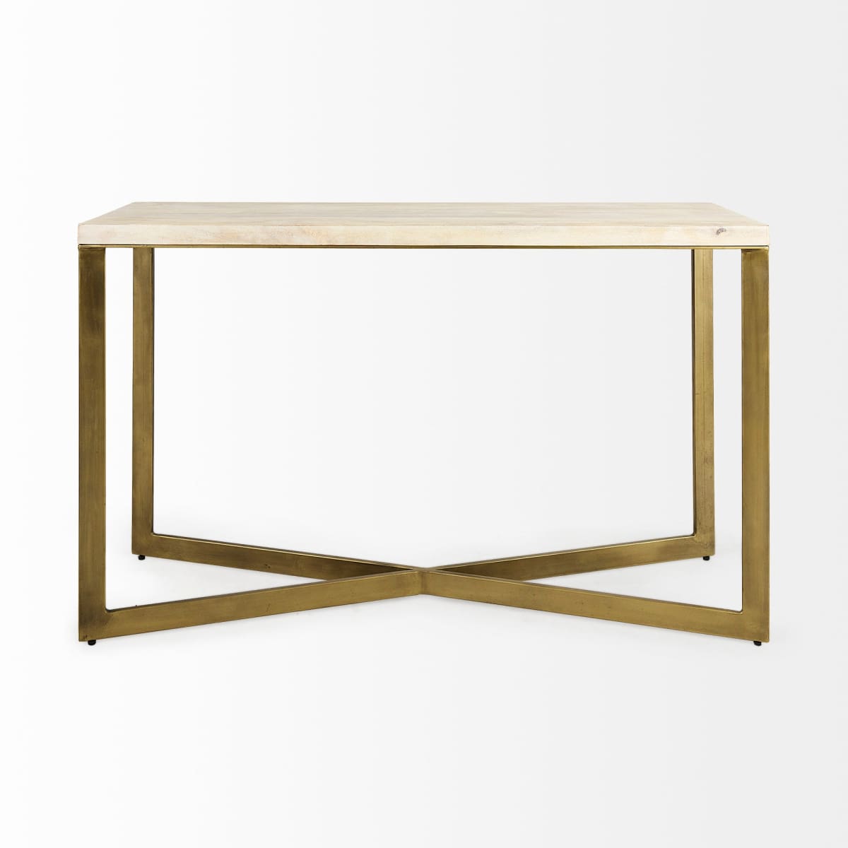 Faye Console Table Beige Wood | Gold Metal - console-tables