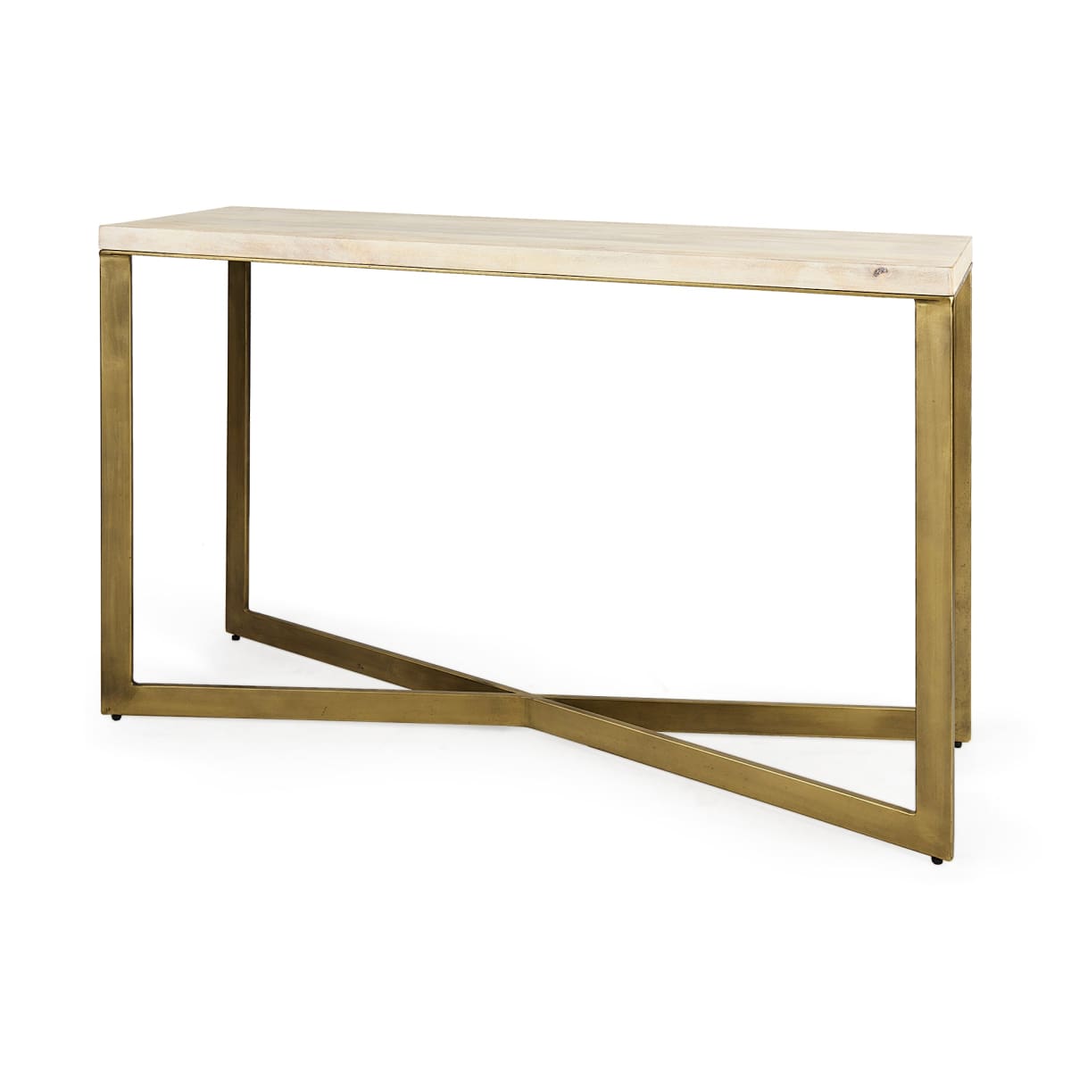 Faye Console Table Beige Wood | Gold Metal - console-tables