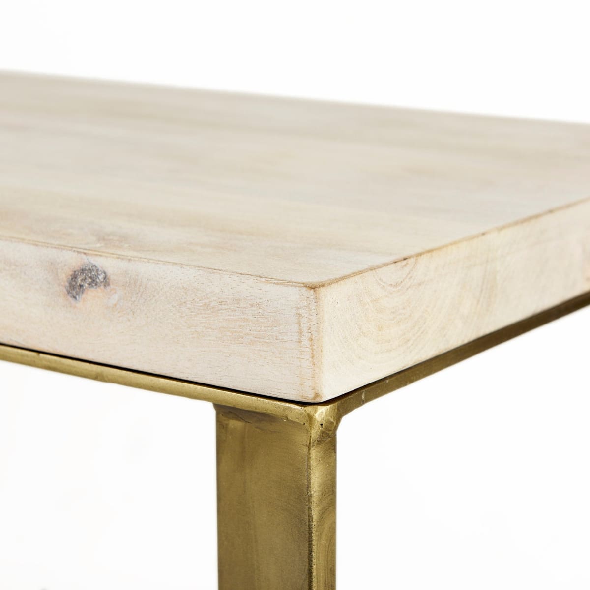 Faye Console Table Light Brown Wood | Gold Metal - console-tables