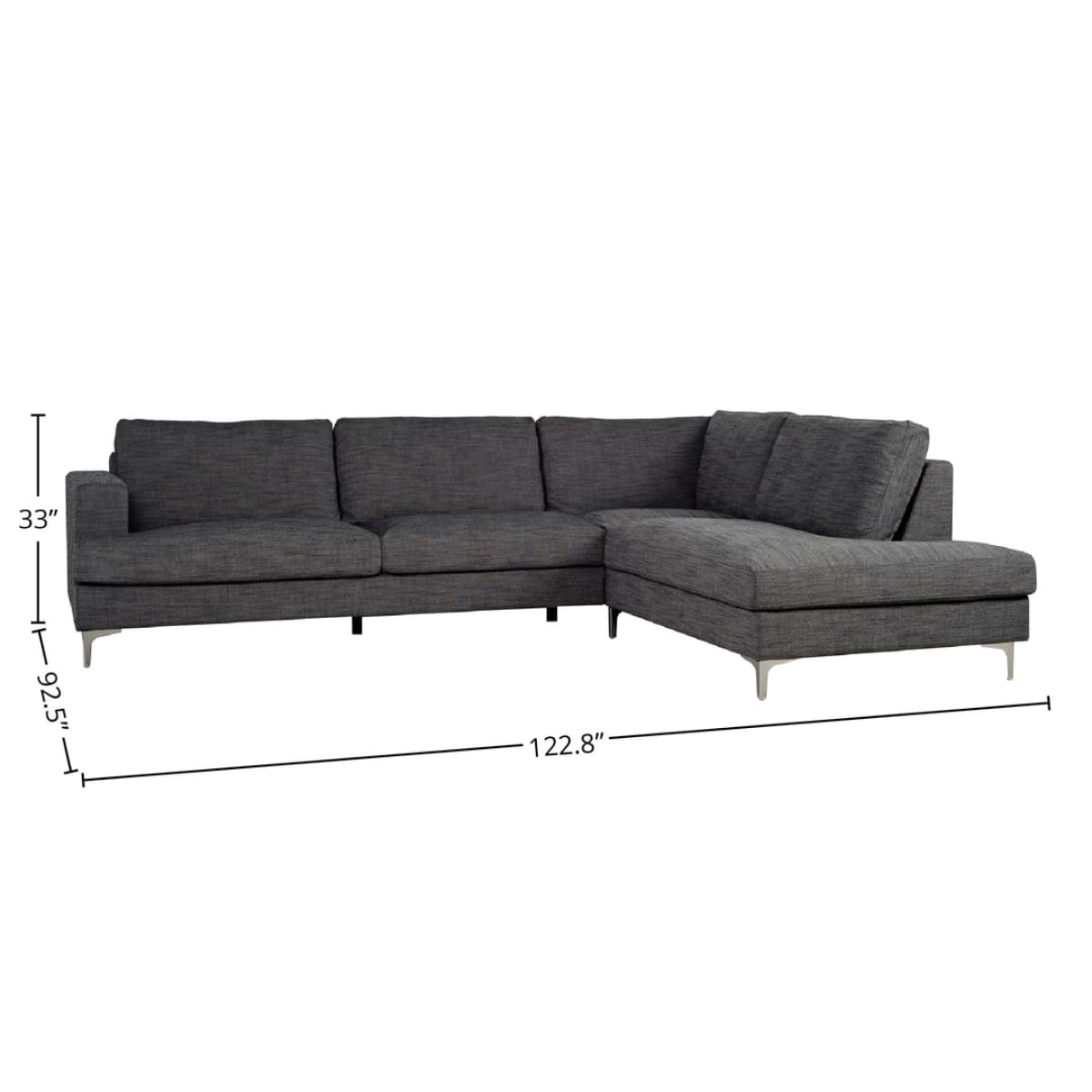 Feather Right Sectional - Charcoal Linen - lh-import-sectionals